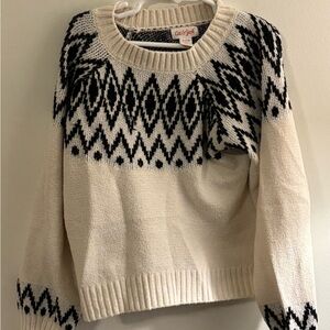 Cat & Jack Women's Black and Cream Geometric Sweater
